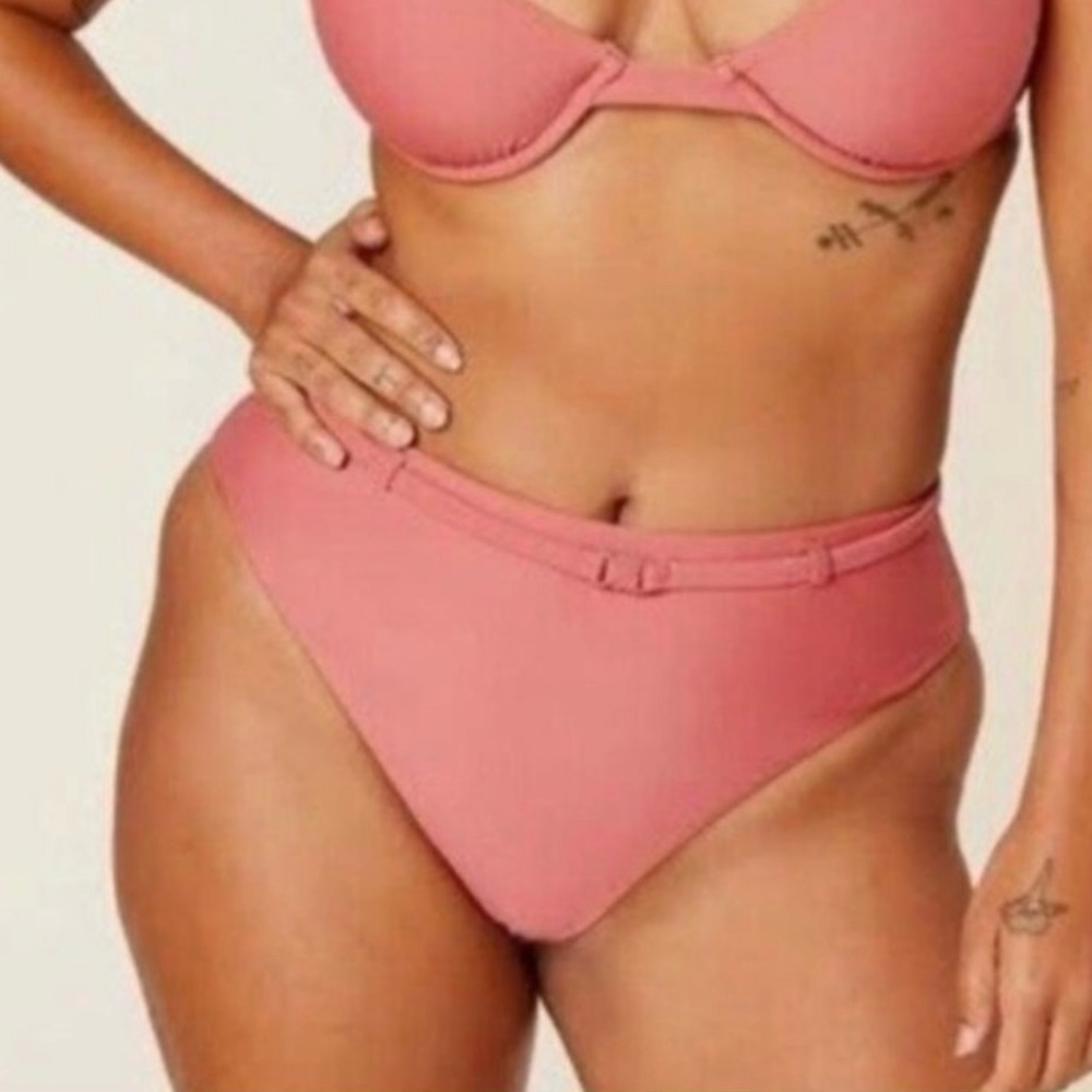NWT Andie Swim Punch (Pink) The Riviera High Waisted Bikini Bottom Size M
